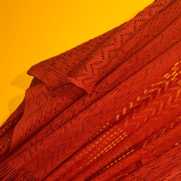 Nine West Rust Open Knit Poncho - Picture 6 of 7